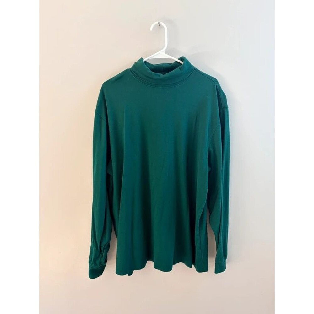 L.L. Bean Forest Green Mockneck Long Sleeve - XXL, fall, casual, outdoors